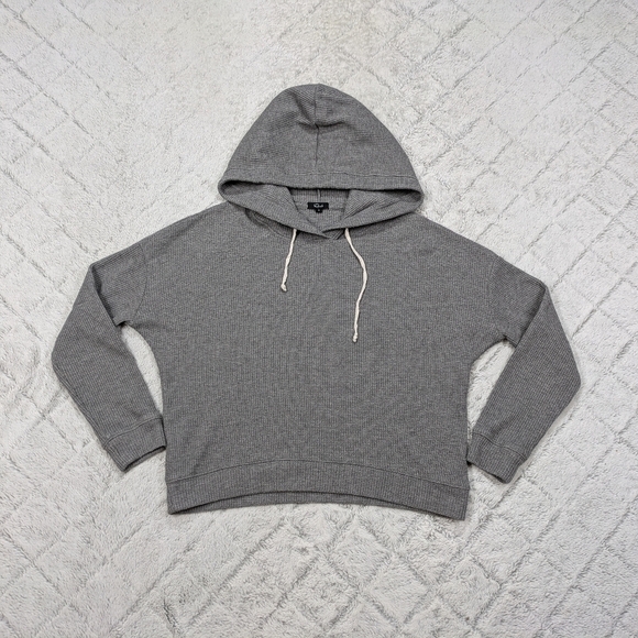 Rails Hoodie Women's S Gray Heather Murray Waffle Knit Thermal Pullover Crop - Picture 1 of 8